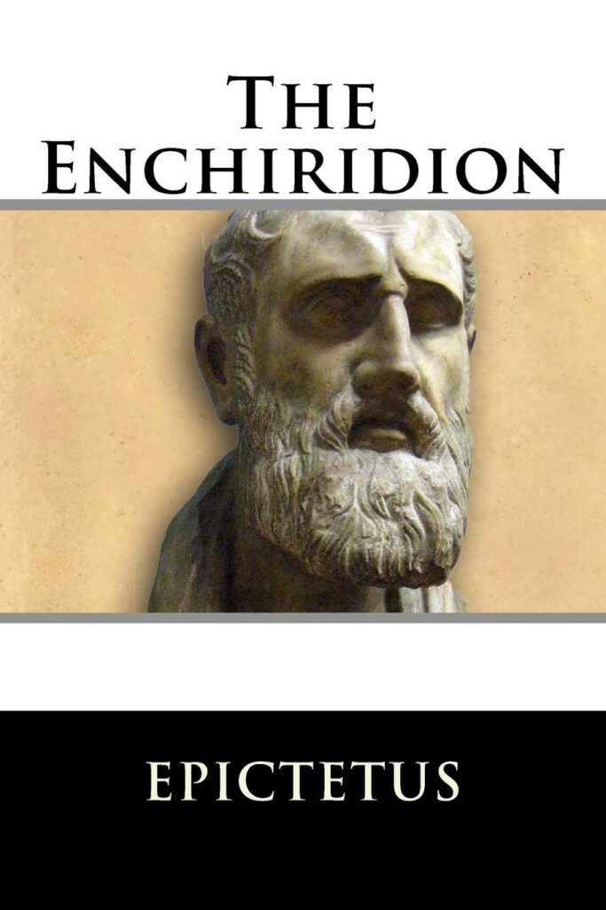 Cover of The Enchiridion by Epictetus featuring a classical marble bust, a Stoic guide to self-discipline and rational living