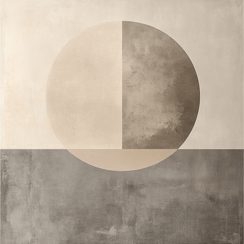 Minimalist abstract art of balanced geometric circle and square, symbolizing clarity, balance, and intentional choices in Stoicism