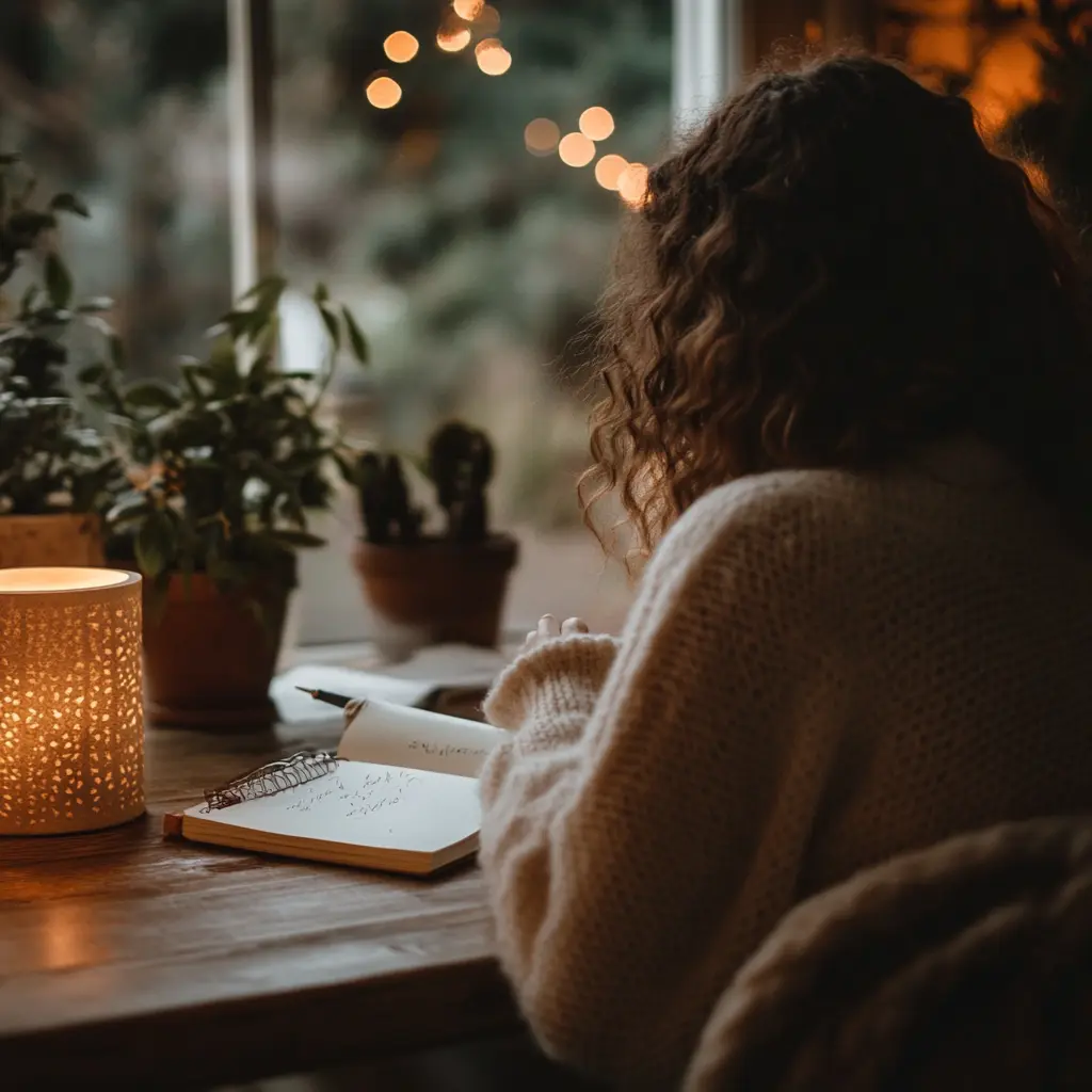 Evening journaling practice for self-reflection and growth without judgment, inspired by Stoic philosophy.